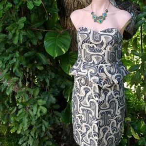 NICOLE MILLER GOLD PATTERN COCKTAIL DRESS